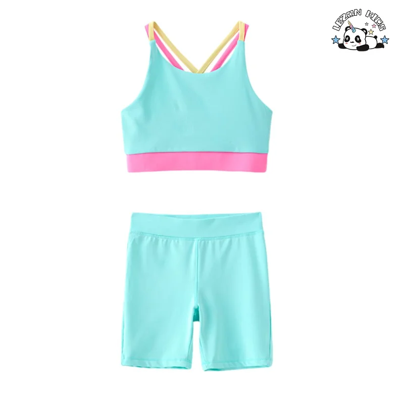 LEZONKIDS - New Printing Vest and Short Legging Two Pieces Girls Biker Jogger Clothing Set Short for Summer